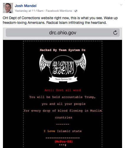 mandel fb post isis ohio